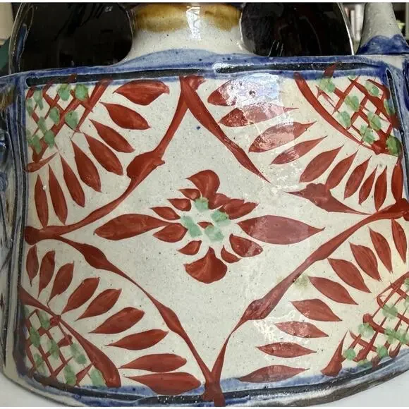 Rare Find Japanese Vintage Antique Tsuboya-yaki Dachibin Hip Flask Okinawa 7”